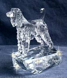 Hand-Sculpted Crystal Statue of Afghan Hound  3/4 View