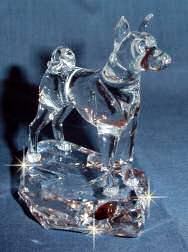 Crystal Sculpture of Basenji Hand-Sculpted by Neil Harris - 3/4 View