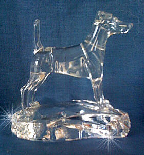Hand-Sculpted Statue of the Smooth Fox Terrier on Hand Made Crystal Base