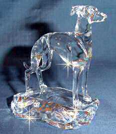 Hand-Sculpted Crystal Statue of Italian Greyhound 3/4 View