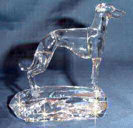Hand-Sculpted Crystal Statue of Italian Greyhound Side View