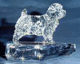 Hand-Sculpted Crystal Statue of Norfolk Terrier Side View