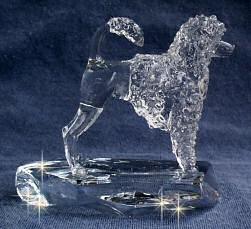 Hand-Sculpted Crystal Statue of the Portuguese Wataer Dog Lion Cut Side View