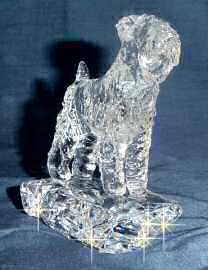 Hand-Sculpted Crystal Statue of Soft Coated Wheaten Terrier 3/4 View