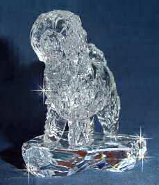 Hand-Sculpted Crystal Statue of Tibetan Terrier 3/4 View