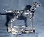 Hand-Sculpted  Crystal Statue of the Dalmatian with Black Spots