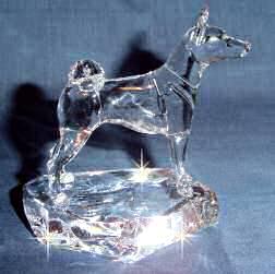 Crystal Sculpture of Basenji Hand-Sculpted by Neil Harris - Side View