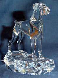 Boxer with Natural Ears Handsculpted Crystal 3/4 View