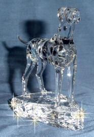 Hand-Sculpted Crystal Statue of Dalmatian 3/4 View