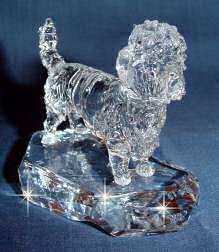 Crystal Statue of Dandie Dinmont Terrier Hand-sculpted by Neil Harris -  3/4  View