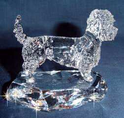 Crystal Statue of Dandie Dinmont Terrier Hand-sculpted by Neil Harris - Side View