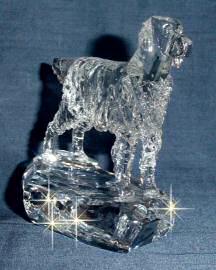 Hand-Sculpted Crystal Statue of English Setter 3/4 View