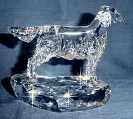 Hand-Sculpted Crystal Statue of English Setter Side View