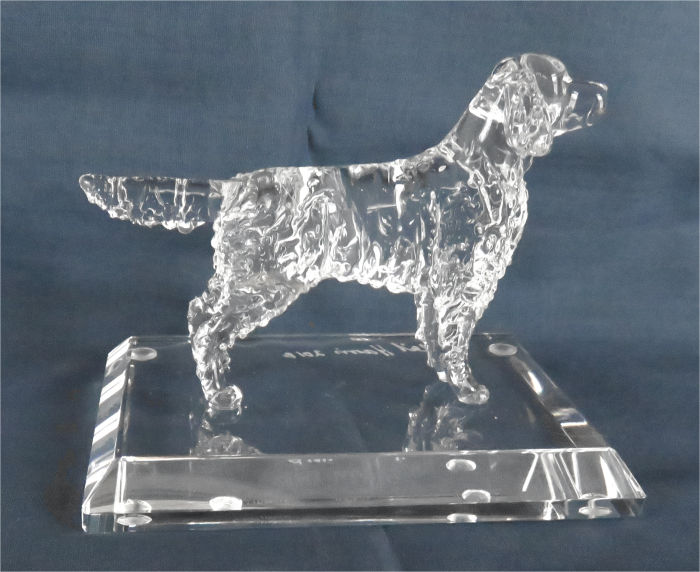 Hand-Sculpted Crystal Statue of Golden Retriever Side View