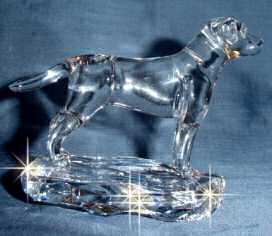 Hand-Sculpted Crystal Statue of Labrador Retriever Side View