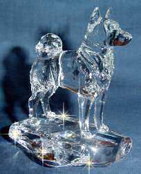 Crystal Sculpture of Norwegian Elkhound 3/4 View