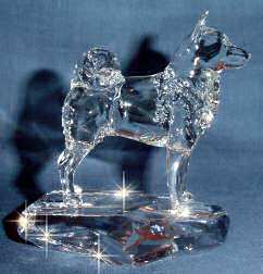 Crystal Sculpture of Norwegian Elkhound Side View