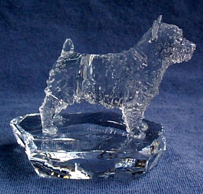 Norwich Terrier Handsculpted Crystal Statue-Side View