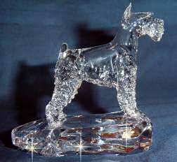 Hand-Sculpted Crystal Statue of Miniature Schnauzer Hand-sculpted by Neil Harris - Side View