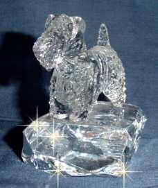 Hand-Sculpted Crystal Statue of Sealyham Terrier 3/4 View