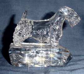 Hand-Sculpted Crystal Statue of Sealyham Terrier Side View