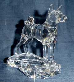 Hand-Sculpted Crystal Statue of Shiba Inu 3/4 View
