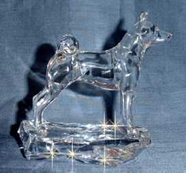 Hand-Sculpted Crystal Statue of Shiba Inu Side View