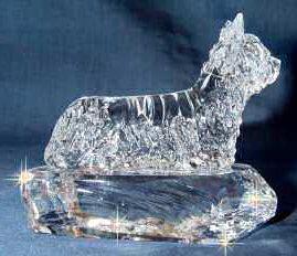 Crystal Sculpture of Skye Terrier Side View