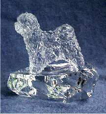 Hand-Sculpted Crystal Statue of Tibetan Terrier Side View