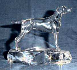 Hand-Sculpted Crystal Statue of Vizsla Side View