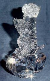 Hand-Sculpted Crystal Statue of Westie Begging 3/4 View