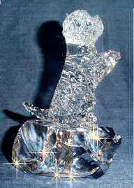 Hand-Sculpted Crystal Statue of Westie Begging Side View