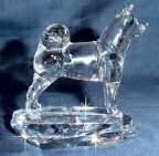 Hand-Sculpted  Crystal Statue of the  Akita