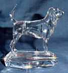 Hand-Sculpted  Crystal Statue of the Bloodhound