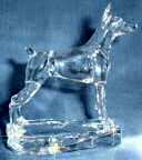 Hand-Sculpted  Crystal Statue of the Doberman Pinscher with Cropped Ears