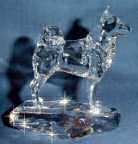 Hand-Sculpted  Crystal Statue of the Norwegian Elkhound
