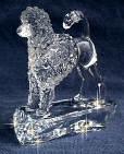 Hand-Sculpted  Crystal Statue of the Portuguese Water Dog in Lion Cut