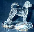 Hand-Sculpted  Crystal Statue of the Portuguese Water Dog in Retriever Cut