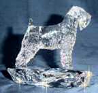 Hand-Sculpted  Crystal Statue of the Soft Coated Wheaten Terrier